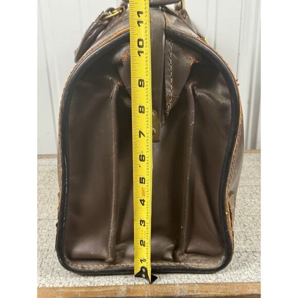 Ford Motor Co Old Brown Leather Suitcase- Many Flaws But Beauty- App 11”H 16” L - Picture 13 of 13